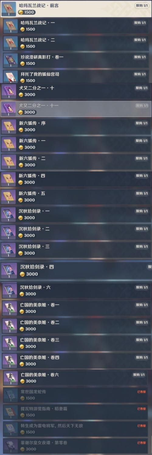 原神稻妻全商店及售卖物品汇总