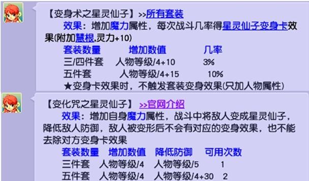 梦幻西游变身卡片的种类及其效果
