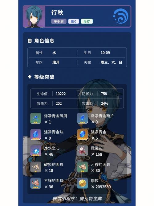 行秋天赋加点顺序